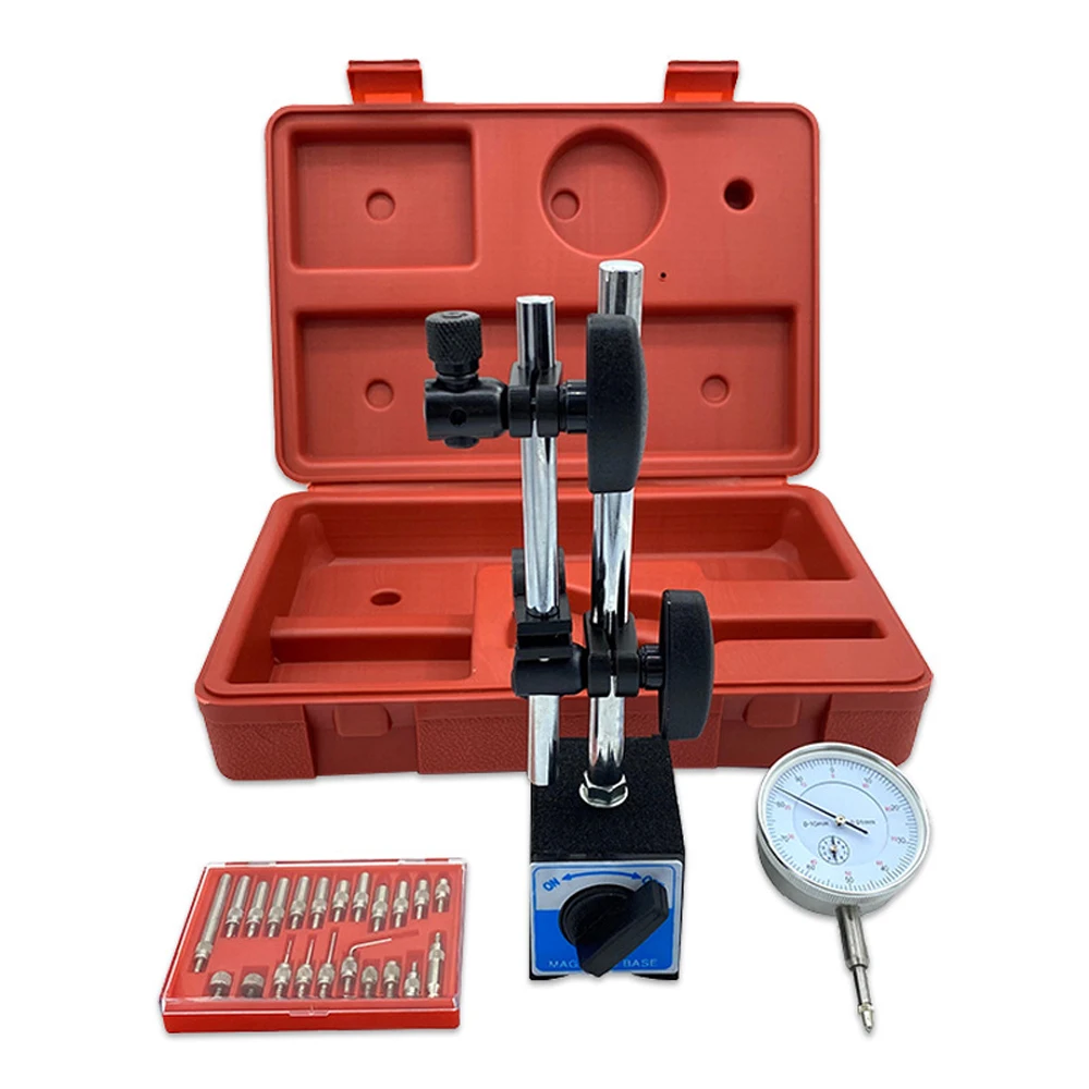 

Dial Indicator Magnetic Measuring Gauge Stand Set Universal Percentage Meter Fine Adjustment Magnetic Clamping Bracket Kit