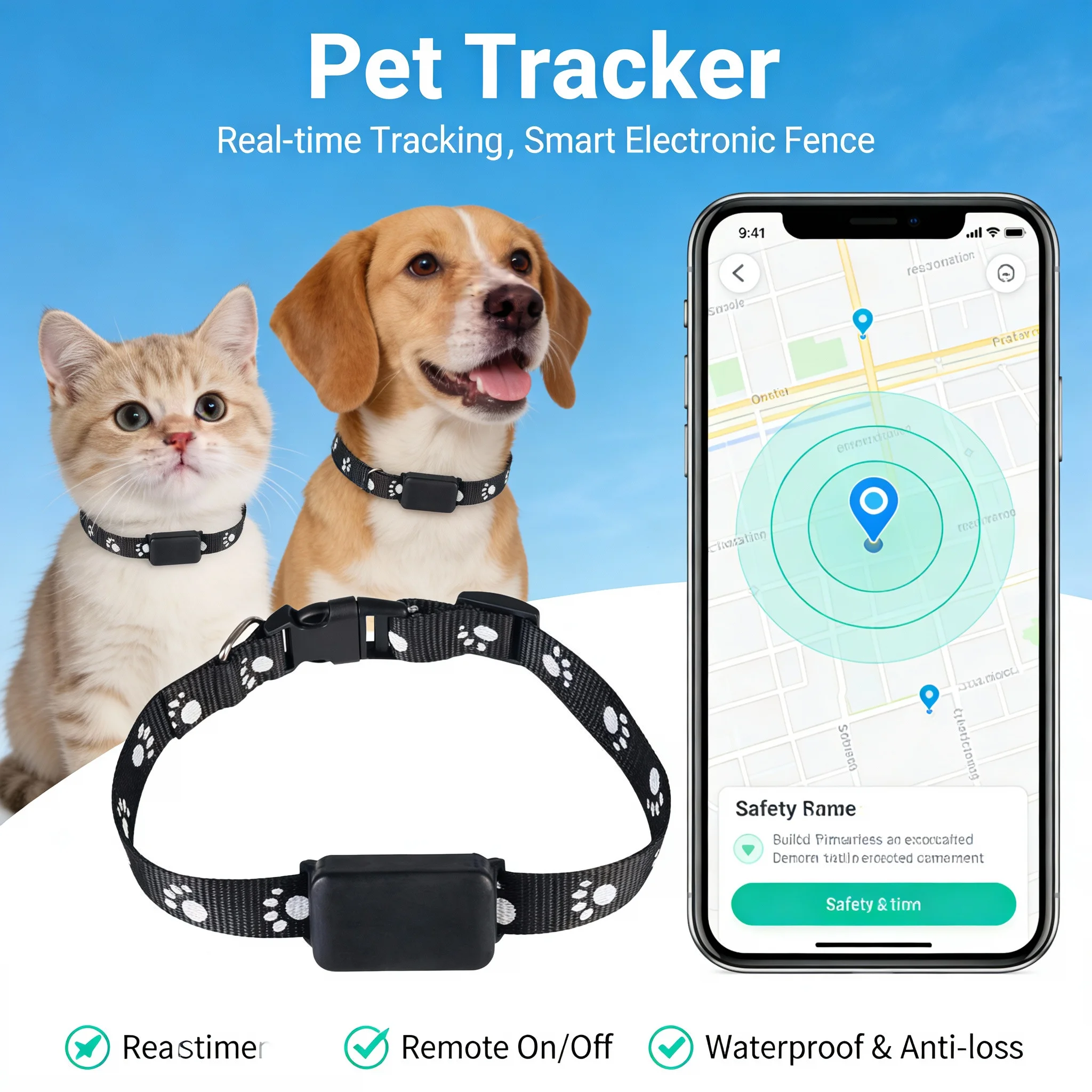4g pet GPS locator Wifi smart collar positioning waterproof and anti-lost device