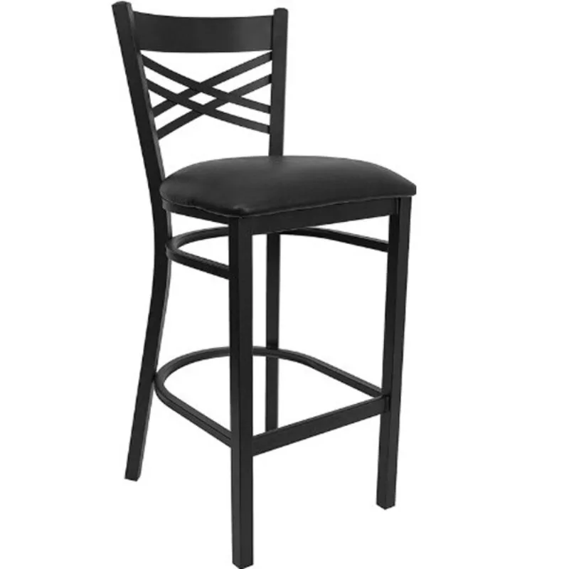 American iron frame cross backrest padded rotatable metal bar chair bar stool comfortable