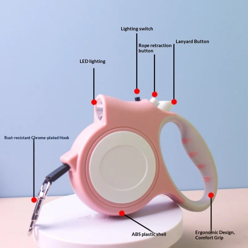 

Автоматический выдвижной поводок для собак, поводок для кошек, веревка для домашних животных, 5-метровые товары для домашних животных с подсветкой, поводок для собак с подсветкой для маленьких и средних собак
