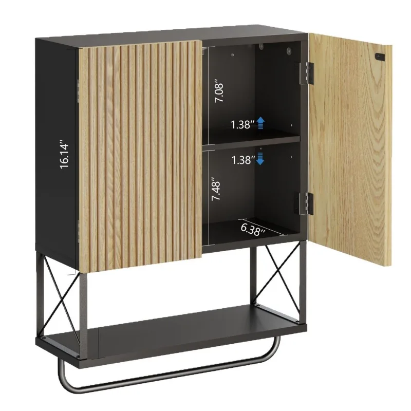 Bathroom wall-mounted medicine cabinet, hanging bathroom wall-mounted cabinet with towel bar