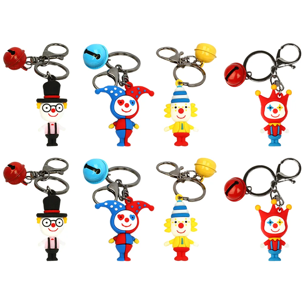 

8 Pcs Locket Clown Keychains Decorative Vintage Hanging Creative Rings Office