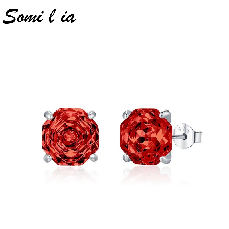 SOMILIA Delicate Rose Cut Zirconia Stud Earrings for Women - S925 Silver Versatile Sparkling Jewelry, Great Gift Choice"
