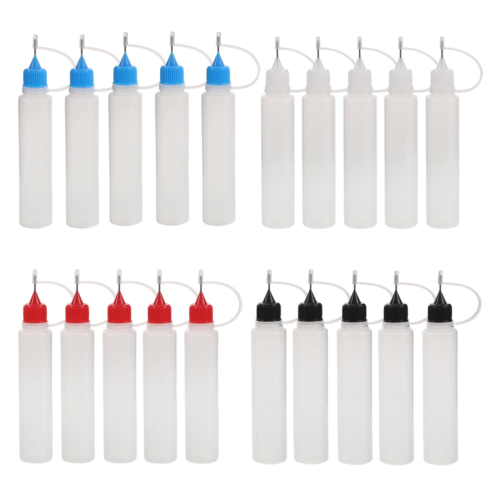 Aplicador de pegamento para acolchar de 20 piezas, botella de plástico transparente para apretar, punta de punta fina para manualidades de papel DIY, dispensación de adhesivo, 30Ml