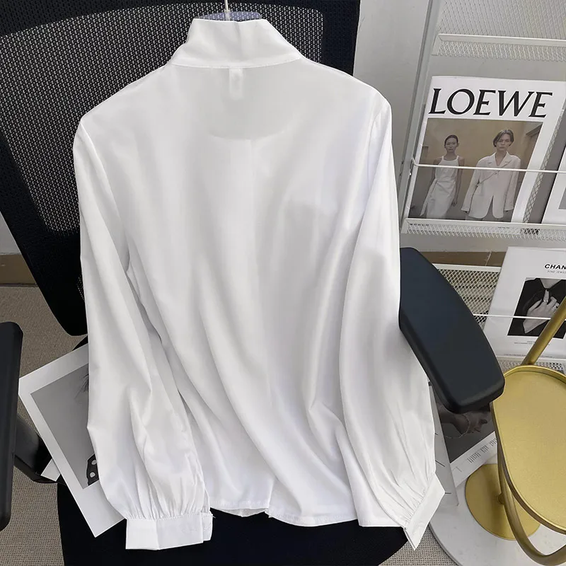 Women\'s Chiffon White Shirts Spring Long Sleeve Korean Temperament Blouses For Ladies Elgant Office Lady Work Wear Female Tops