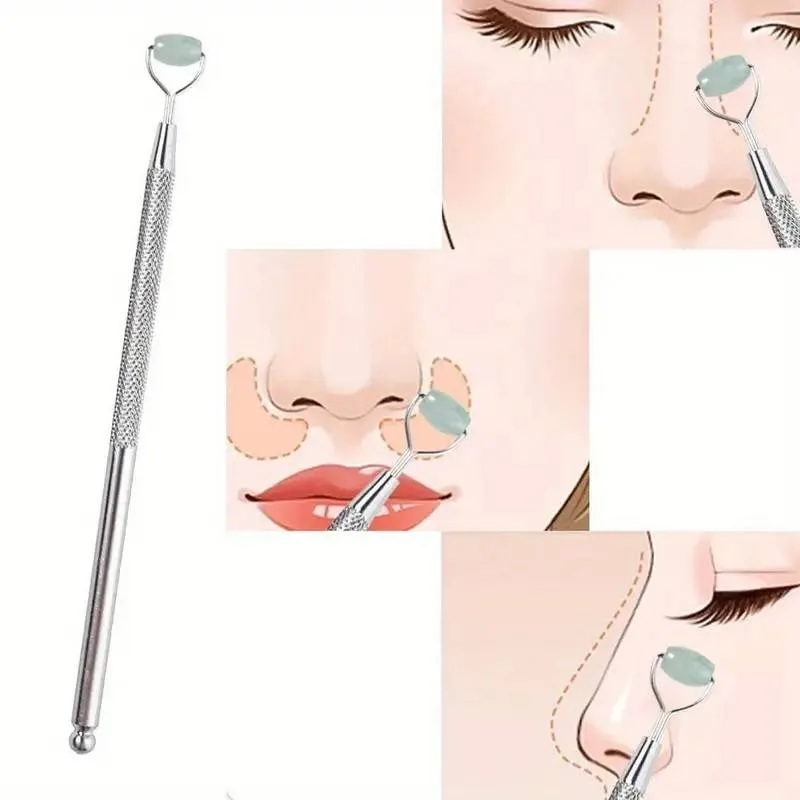 

1pc jade eye massager, facial massage lifting tool, double-headed meridian massage tool, portable and lightweight.