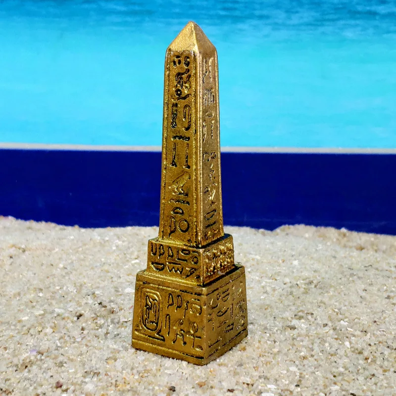 Obelisk Harz-Ornament mit Inschrift, spitz zulaufender Turm, Altägyptischer Gedenk-Souvenir, Pharao-Tischdekoration, Geschenk – Detail 8