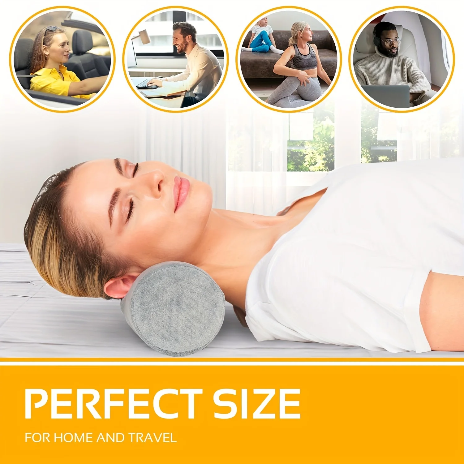 1pc Cervical Neck Roll Memory Foam Pillow, Bolster Pillow For Sleeping Bolster Pillow For Bed, Legs, Back And Yoga