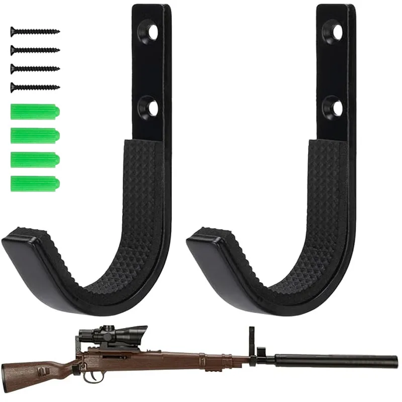 Gun Rack Storage Wall Mount Rifles Shotgun Hooks Horizontal Metal Hangers Storing Shotguns Rifles Archery Bow Heavy Duty Steel