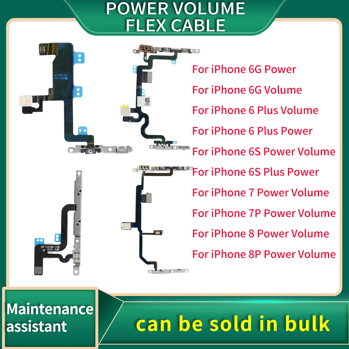 

Power Volume Flex Cable For IPhone 6 6s 6P 6SP 7 8 Plus Mute & Volume Switch On Off Button Key Replacement Parts