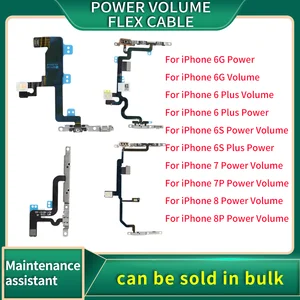 Bilashmart Power Volume Flex Cable IPhone 6 6s 6P 6SP 7 8 Plus Mute Volume Switch On Off Button Key Replacement Parts