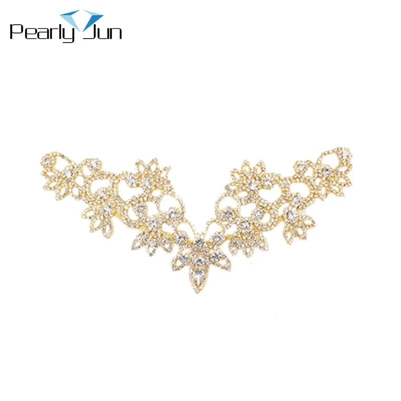 1 Pcs 20cm*14cm Collar Crystal AB Color Neckline Patch DIY Decoration Sew on Wedding Dress Accessories Rhinestone Applique YL012