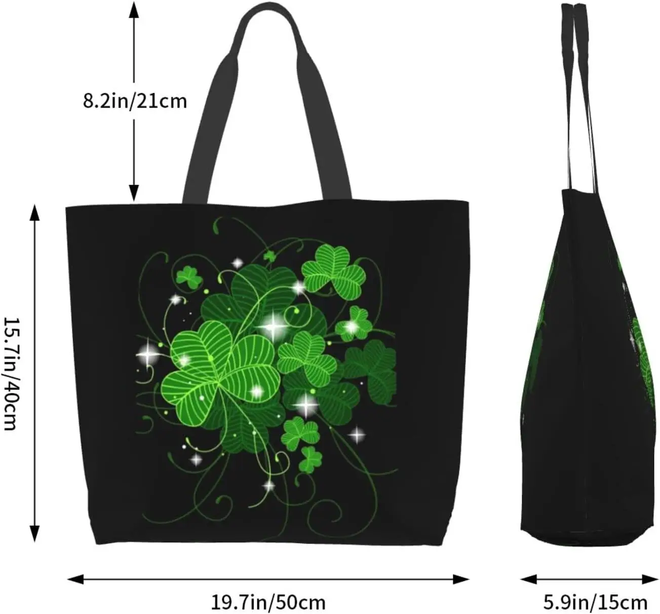 Borsa a tracolla tote verde moda St Patrick Borse per la spesa con trifoglio Maniglia per riporre la spesa Borsa portatile per le vacanze 40x50 cm