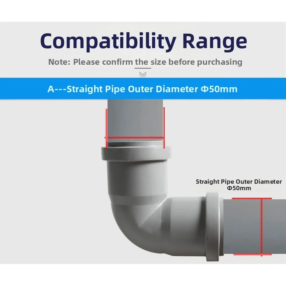 1Pcs 90-Degree Bend Connector Plastic Elbow Joint O-ring Seal Quick Installation For Standard 50mm Pipes Plumbing Systems