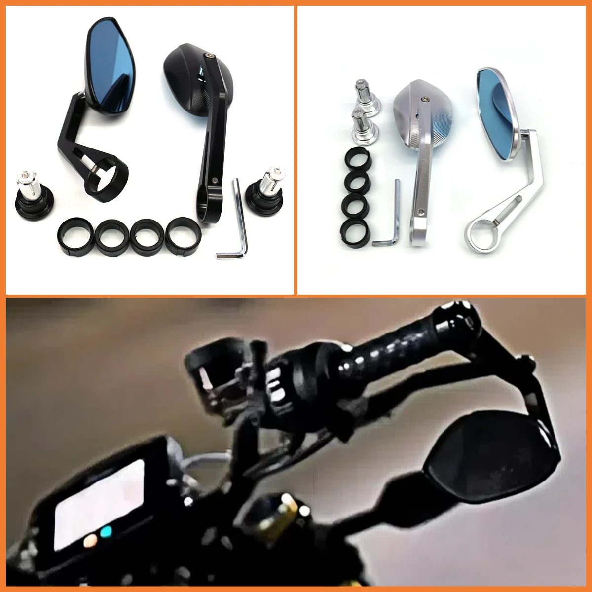 Motorcycle Bar End Anti-glare Side Mirrors 7/8