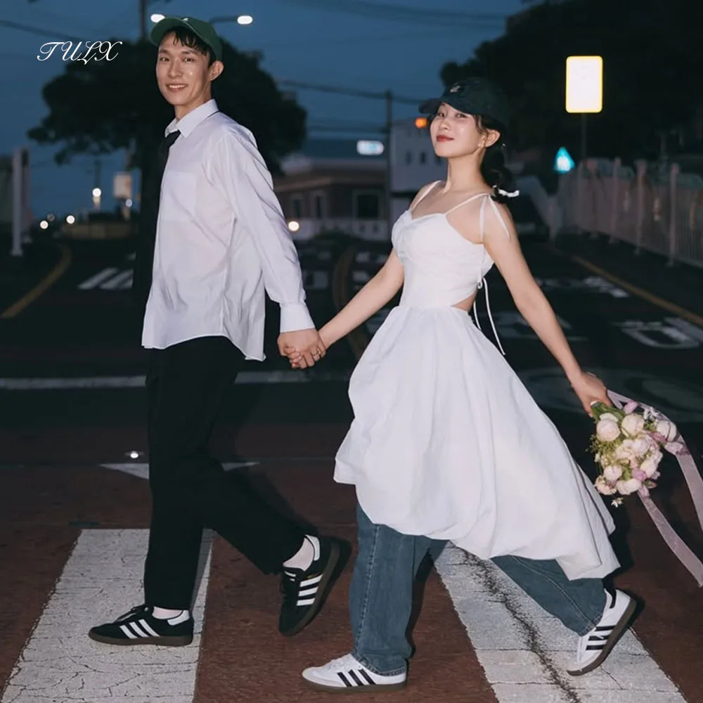 

TULX Ivory Sweetheart Strap Wedding Dress Korea Photo Shoot Short Front Long Back Bridal Gowns Corset Customized 웨딩드레스 2025