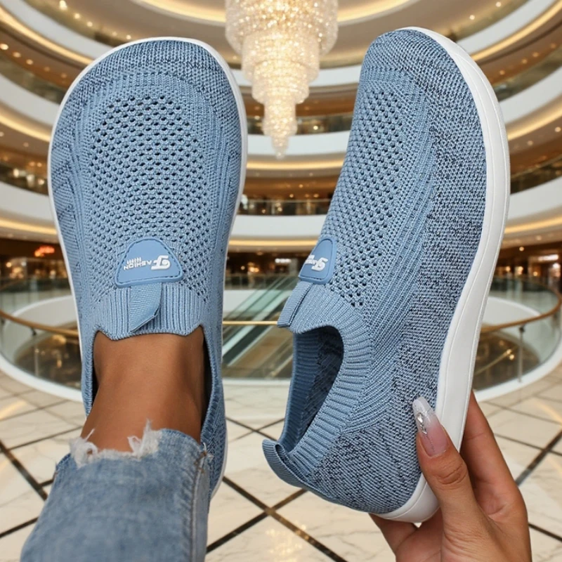 

Women's Breathable Flat Shoes Fashionable Lightweight Soft Soled Walking Shoes Lazy People Minimalist Sleeve Mouth Mesh Loafers
