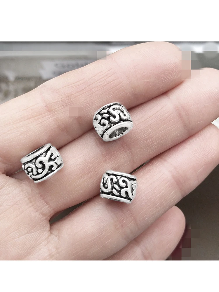 30pcs Beads For Rope DIY Making Bracelets Circle Big Round Hole Space Silver Metal Accessory Parts Material Jewelery Suppliers