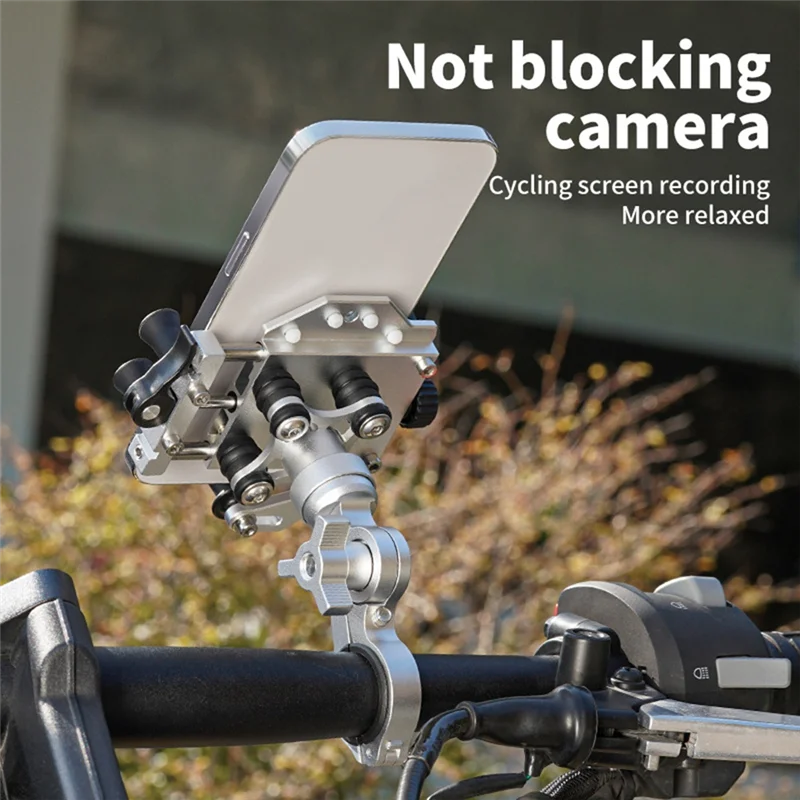 

ABOK-Phone Stand Shock-Absorbing 360° Rotary Adjustable Formotorcycle Pedal Electric Vehicle Universal Navigation Bracket Silver