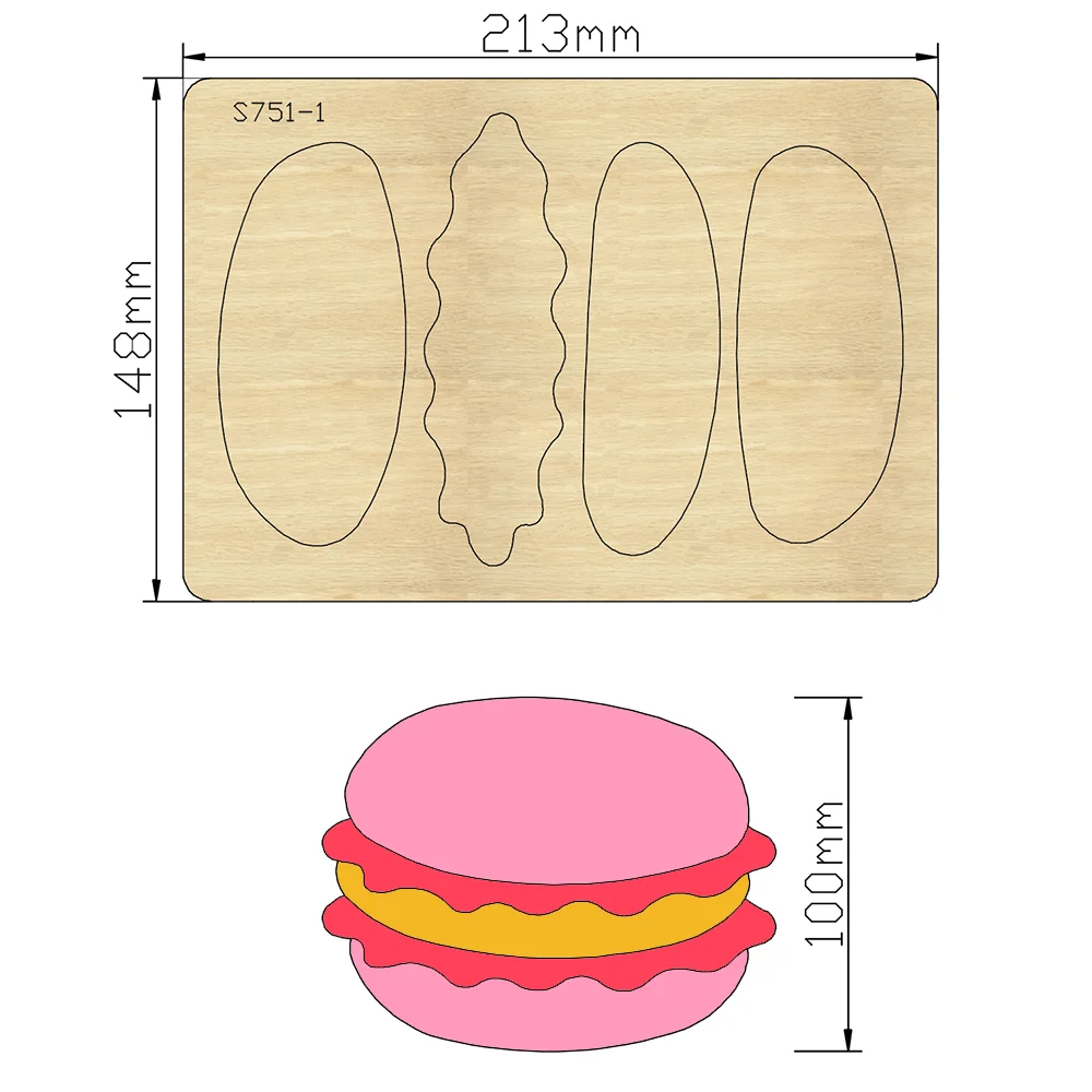 New hamburger Cutting Die DIY Embossing Gift Cards Cut Cutters Wood Dies