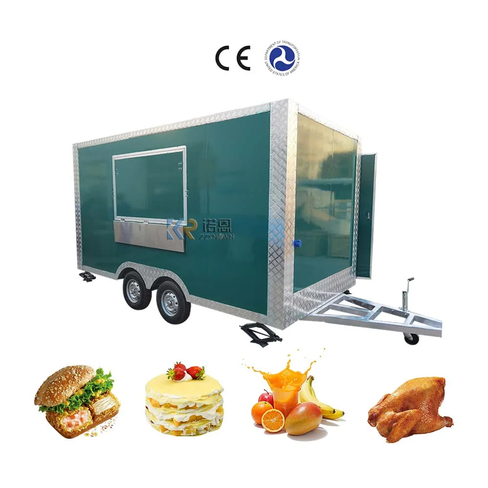 Большой мобильный кухонный квадратный прицеп для еды, стандарт США, снежный конус, вафли, креп, мороженое, уличная тележка для еды, киоск с холодильником
