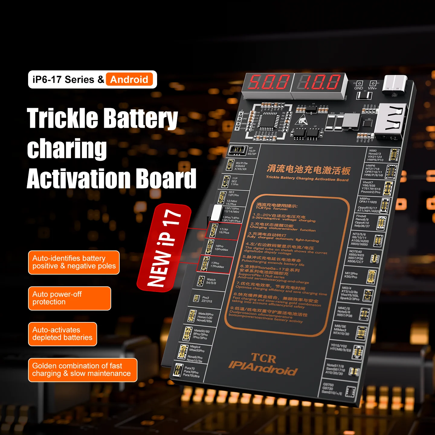 Solobros Battery Active Panel Fast Charge Detection Board For iPhone 6-17 Pro Max Samsung Xiaomi Android Phone Activation