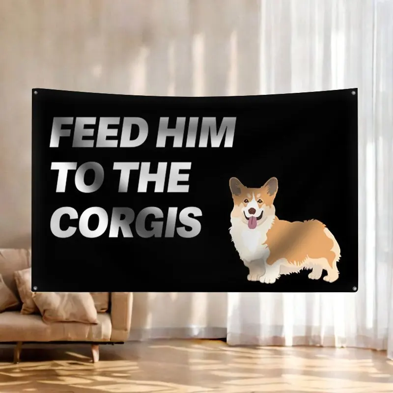 Corgi Dog Banner Tapestry Wall Art Pet Lover Flag Funny Gift Home Decor Dog Mom Dog Dad Cute Canine