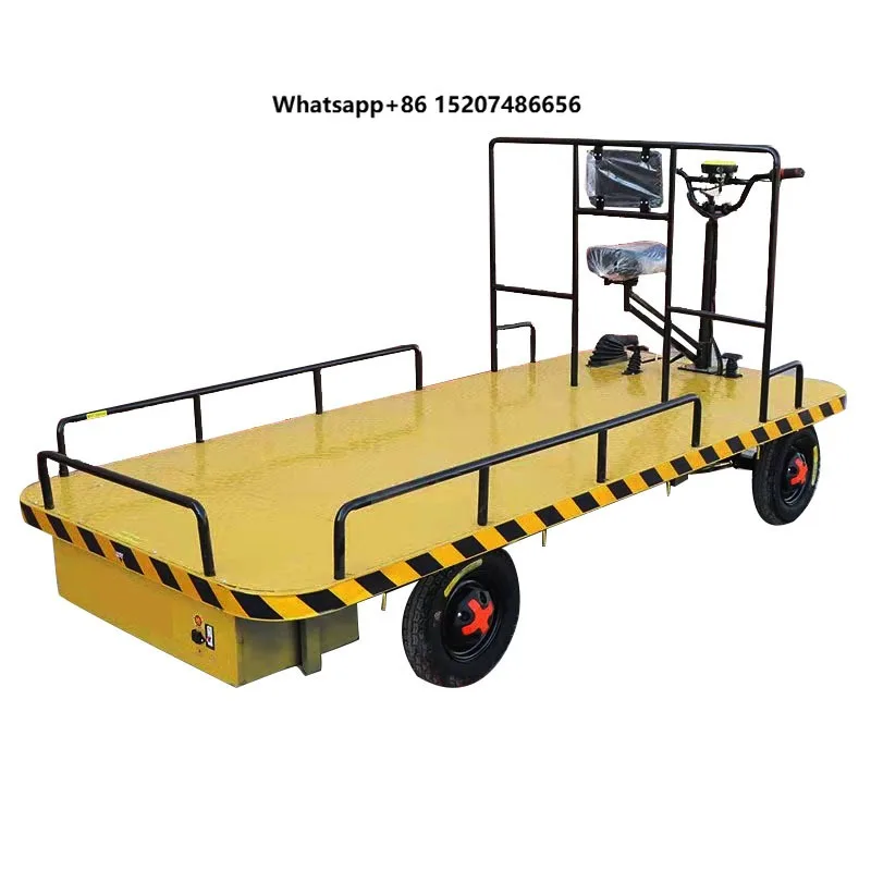 Electric Four-wheel Flatbed Truck Pallet Hauler  Stainless Steel Platform 800kg Load Capacity Shopping Use Backrest Guardrail