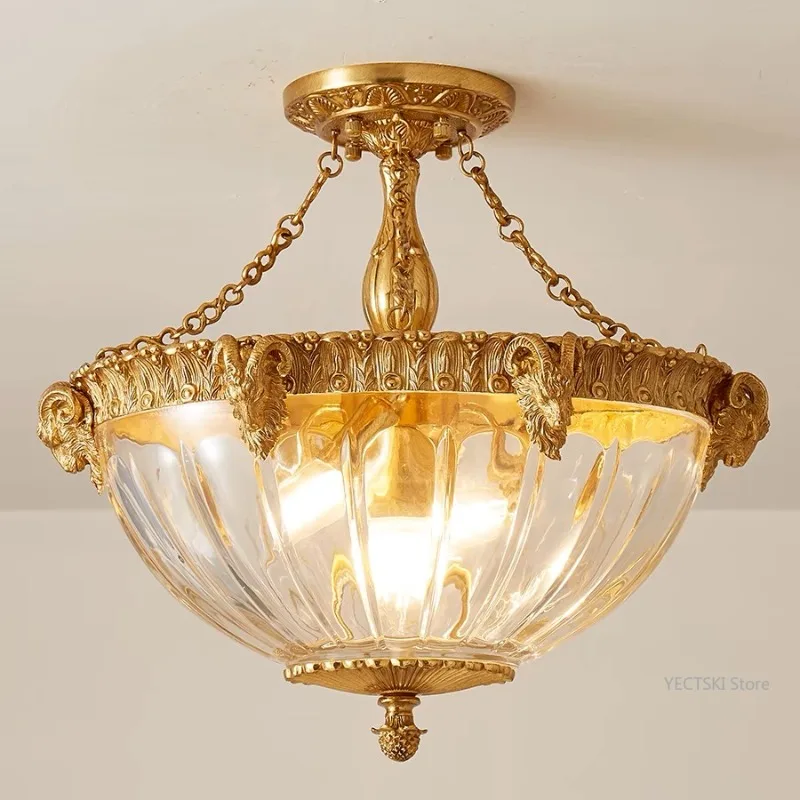 

French style ceiling light, European style villa luxury retro bedroom light, study light neoclassical light luxury ceiling light