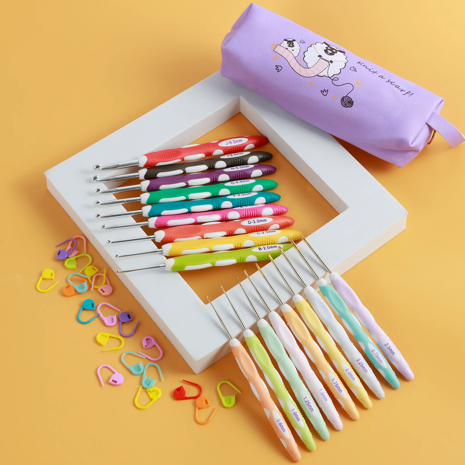 

Набор крючков 18 размеров, эргономичный набор для вязания крючком, спицы для вязания крючком 0,8-6 мм, портативные спицы для вязания крючком, крючок для вязания крючком