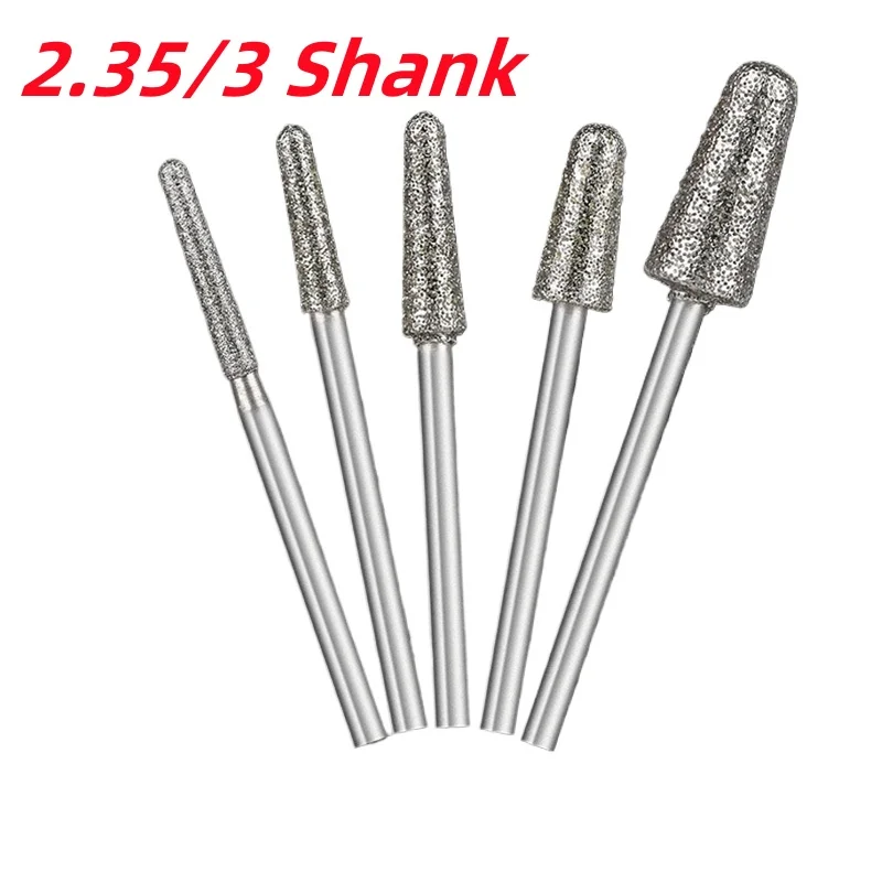 2.35/3mm Shank 0.8/1/1.5/2/3/4/5/6/8/10mm Grinding Bullet Mount Bit Jade Metal Deburring Polishing Tool Accessories