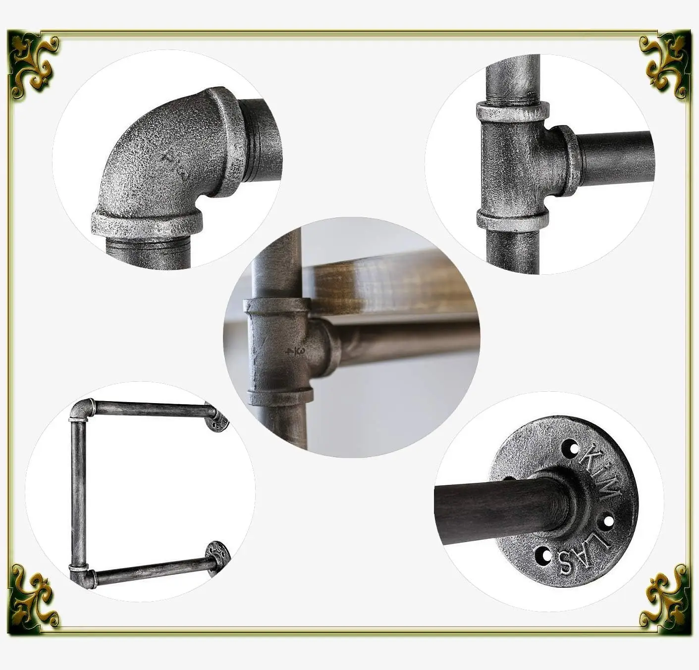 رف أنبوبي عائم من الحديد مثبت على الحائط/تخزين/رف كتب/قوس