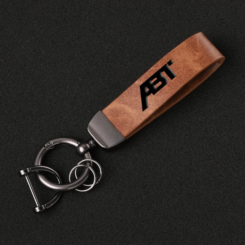جلد طبيعي المفاتيح سيارة حلقة رئيسية abt المفاتيح مع شعار ABT ثلاثية الأبعاد لشركة فولكس فاجن جولف أودي A3 A4 Q5 Q8 S3 S4 S5 RS4 RS5 RS6 سيارة
