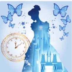 6x6ft Personalized Fairy Tale Blue Cinderella Heels Clock Carriage Castle Custom Photo Background Backdrop Vinyl 180cm x 180cm