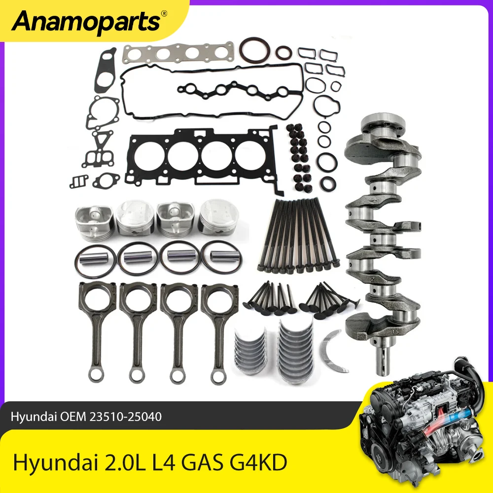 Engine Overhaul Rebuild Crankshaft Rods Head Bolts Bearing Kit Fit 2.0 L G4KD For Hyundai Tucson Kia Forte Forte5 2.0L L4 GAS