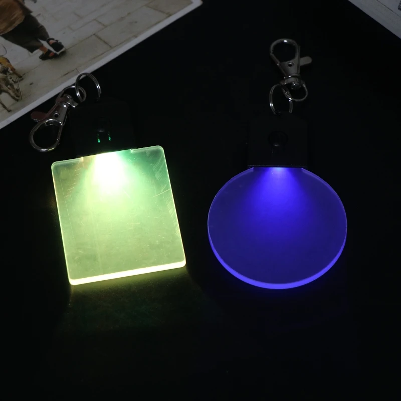 Fashion Acrylic Key Ring Car Keyring Practical LED Key Fob Keychain Night Light Keychain Blank Key Chain Gift for Friend