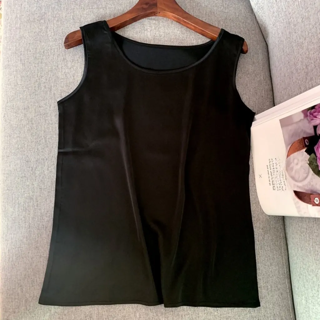 

Women's Heavy Silk Camisole Sleeveless round Neck Satin Top Loose Bottoming Suit