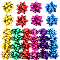 10-20pcs/lot PET Self-adhesive Small Star Bows Colored Ribbon Flower For Gifts Wrapping DIY Christmas Tree Home Party Decoration