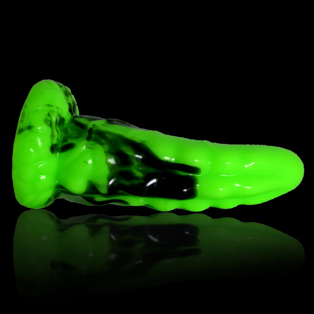 FAAK Green curved Silicone anal plug Jagged butt plug g-spot stimulate sex products with suction cup anal sex toys for men