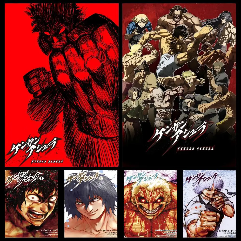 Anime K-Kengan Ashura Martial Arts Fighting Poster PP Self Adhesive Decorative HD For Garage Gaming Room Living Room Gift