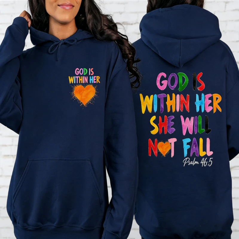 美的セーター 神は彼女の中にいます 秋と冬のスウェットシャツ キリスト教の聖書の詩 信仰 長袖 大人用 カジュアル プルオーバー