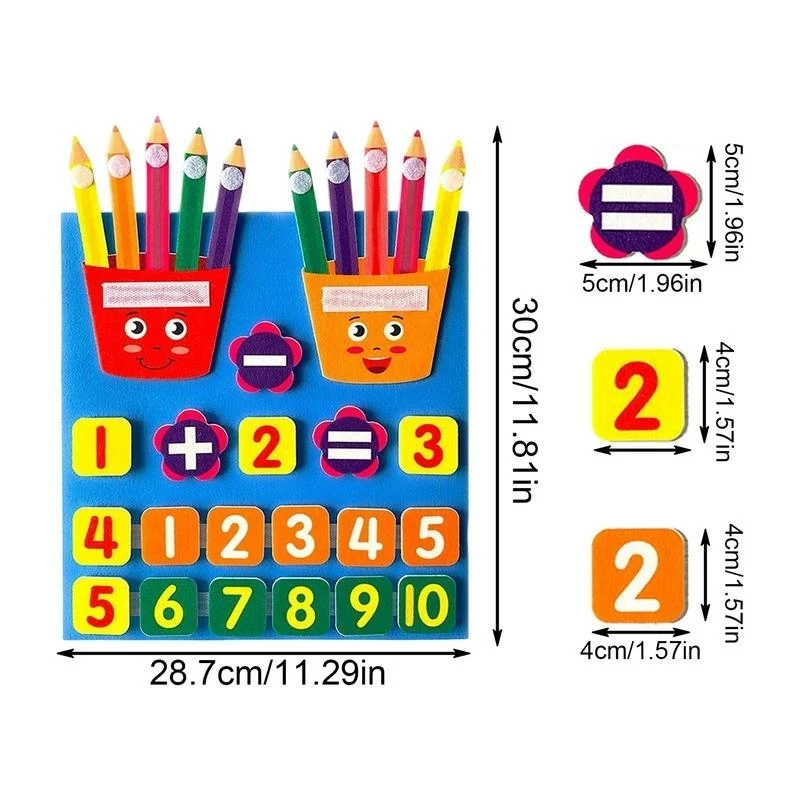 11,8*11,3 w kształcie ołówka Montessori dla dzieci zabawki filcowe numery palców zabawki matematyczne dla dzieci liczenie wczesna nauka dla małych