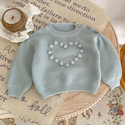 Newborn Baby Girls Sweaters Long Sleeved Solid Color Kids Pullover Sweaters Autumn Spring Children Clothing