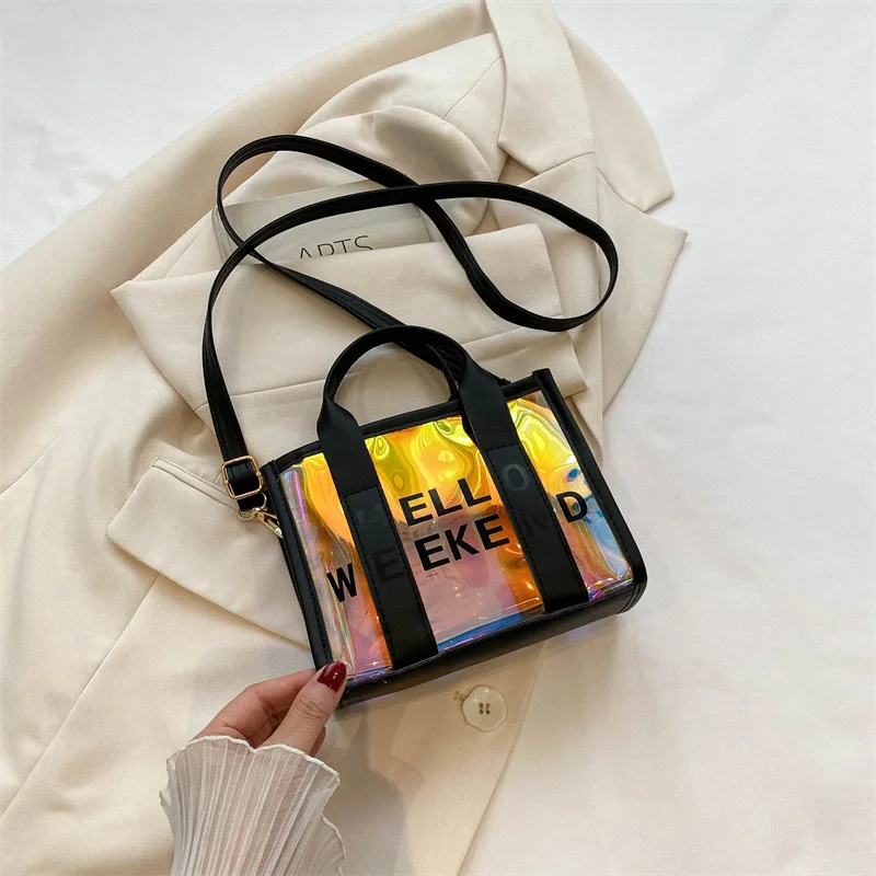 Women Fashion New Korean Bag Female Transparent Trend Letter Shoulder Large Capacity Set Crossbody Bag Luxury Designer Handbag