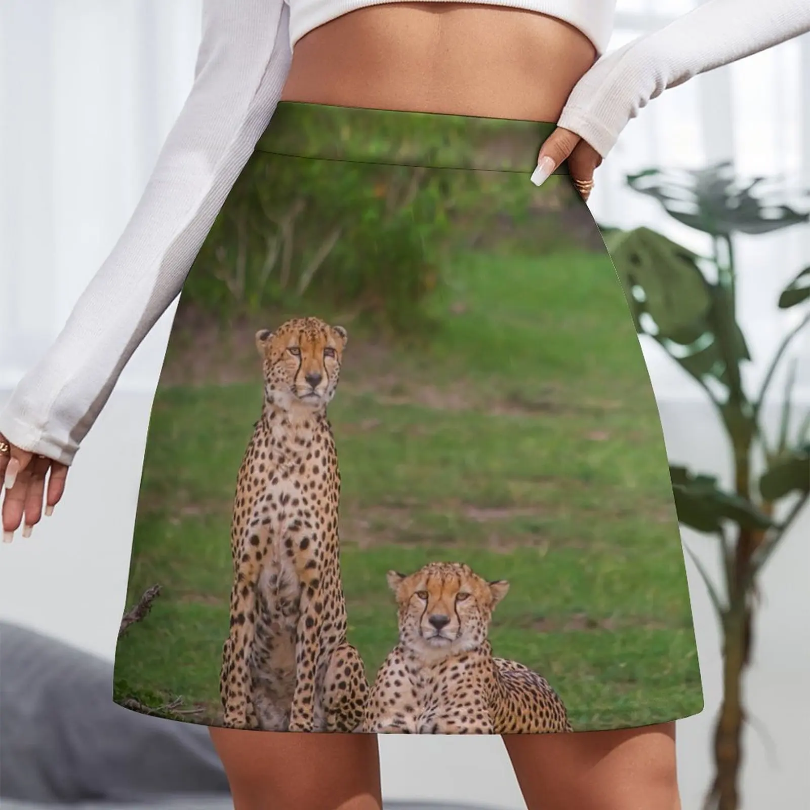 Kenya. Maasai Mara National Reserve. Cheetahs. Two Brothers. Mini Skirt korean style clothes Summer skirt Women skirts