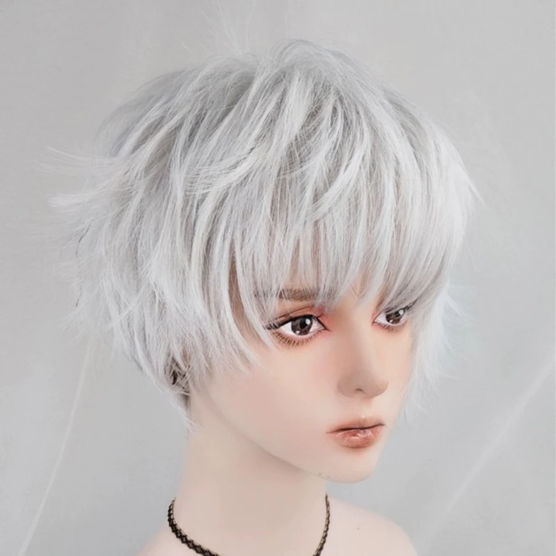 Anime homme et femme général perruque couverture scène effectuer rôle habiller perruque barre habiller chapeaux bord légèrement bouclé cheveux courts