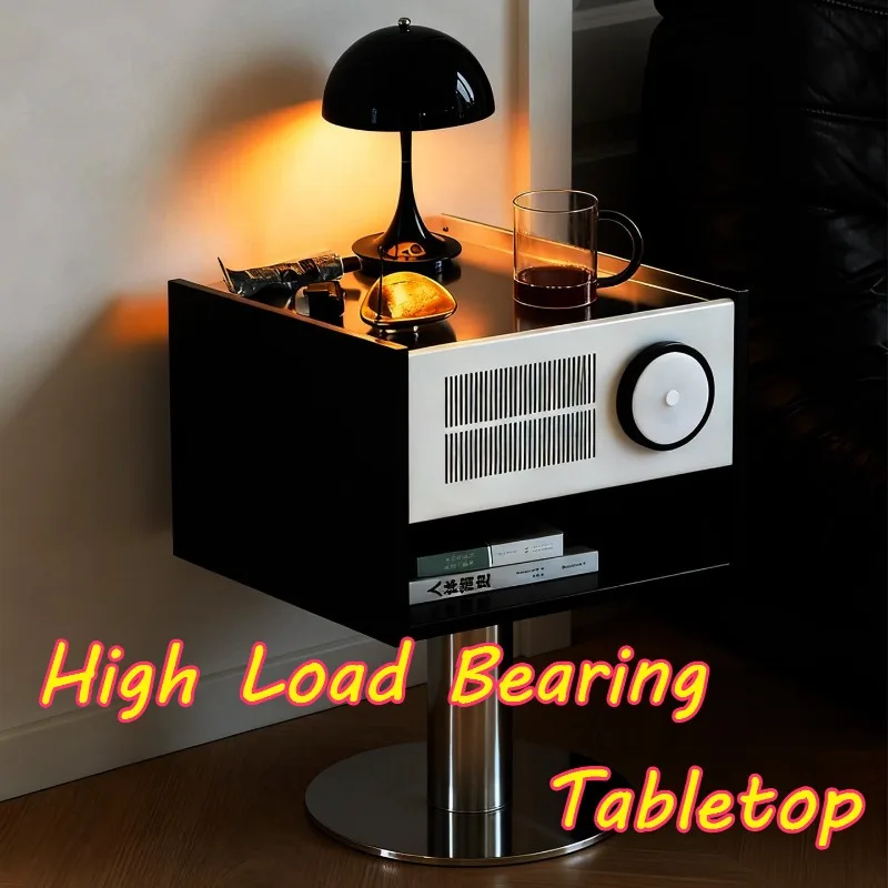 Retro Vintage Nightstands Thicked Pillar Wide Tabletop Nightstands Wear-resistant Scratch-resistant Easy Clean Bedroom Furniture