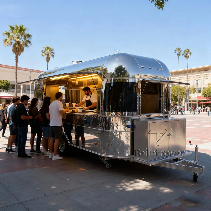 

Modern Outdoor Food Container Trailer Tacos French Fries Baked Potatoes Sandwich Mobile Food Trucks For Sale