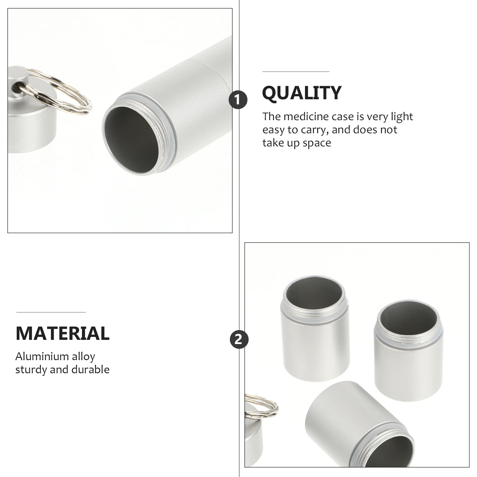 

Portable Mini Medicine Bottle Waterproof Aluminum Alloy Small Storage Holder Keychain Pendant Outdoor Supplies Multi-Grid Phial