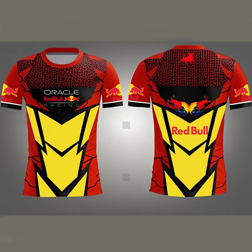 

New Red Bull Racing Men's T-shirt Summer 3D Printing Fashionable Men's Racing Sports Red Bull Logo Adult T-shirt Children's Top